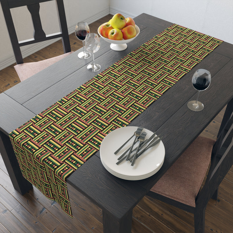 Geometric Colorful Woven Kente Pattern Table Runner