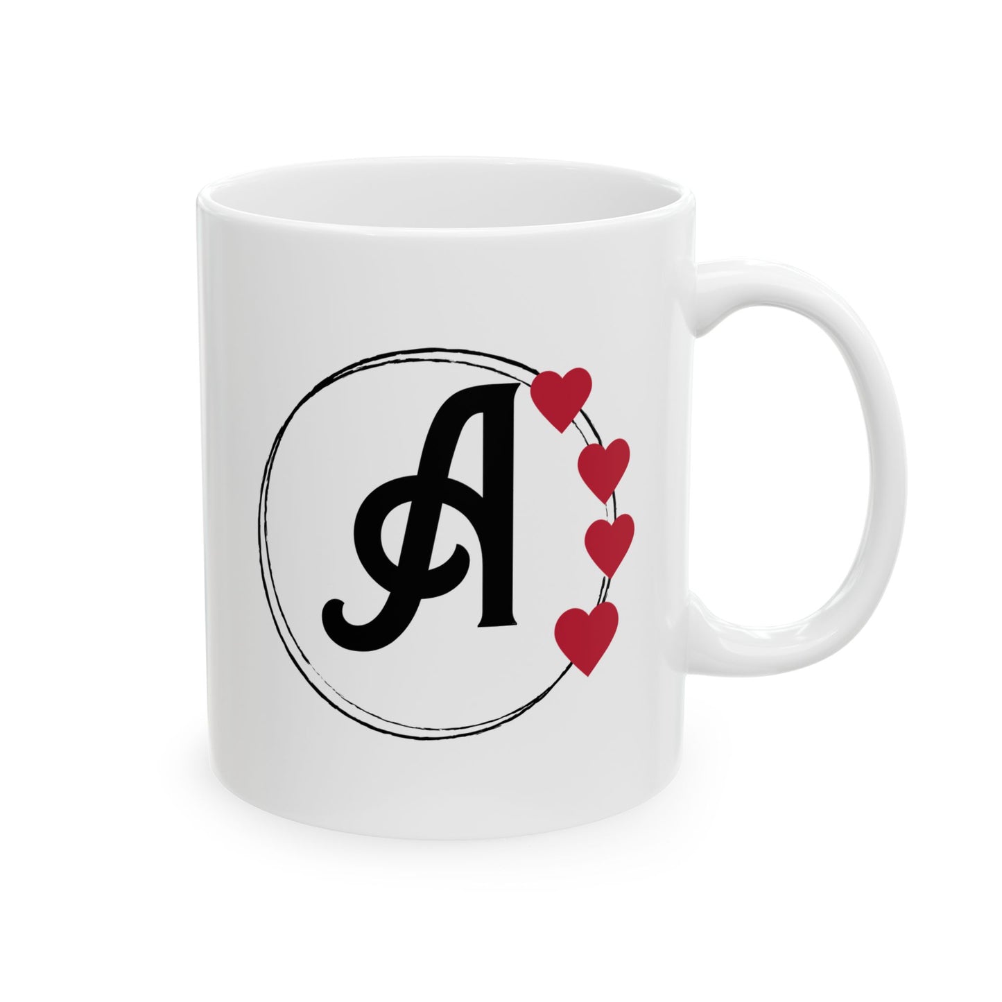 Letter "A" Heart Monogram Coffee Mug