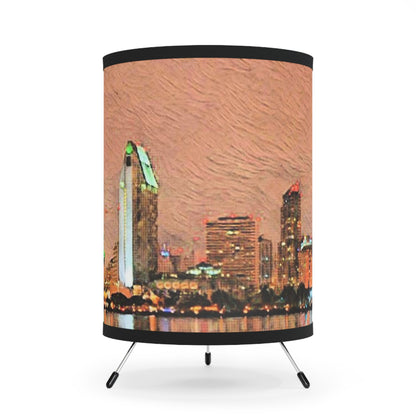 San Diego Skyline Tripod Lamp with High-Res Printed Shade, US\CA plug