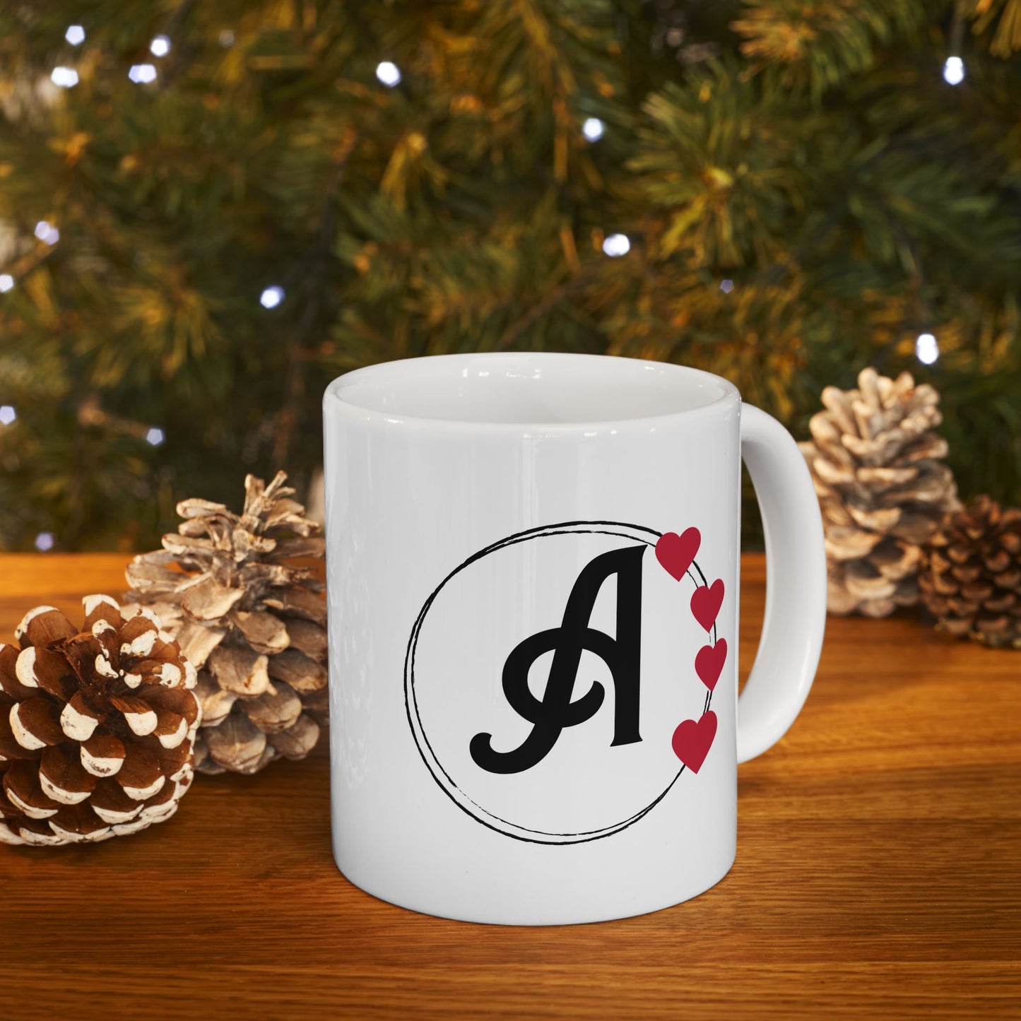 Letter "A" Heart Monogram Coffee Mug