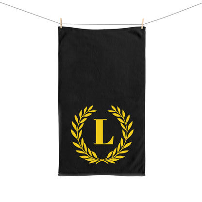 Elegant letter "L" Gold Laurel Monogram Hand Towel