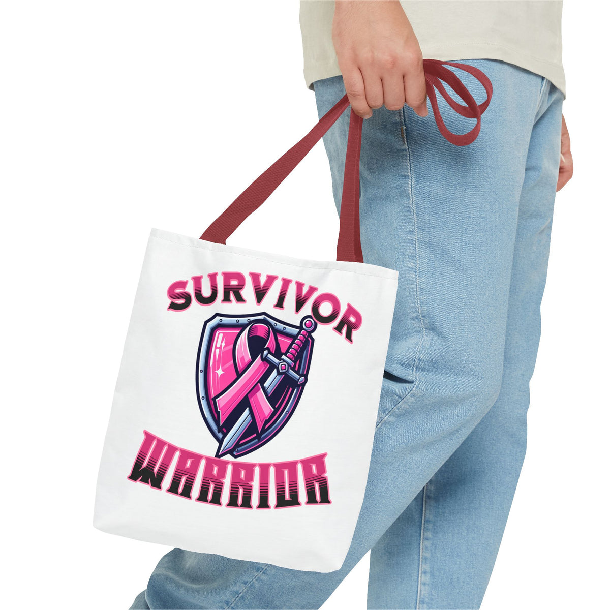 Survivor Warrior - Breast Cancer Survivor Pink Ribbon Tote Bag