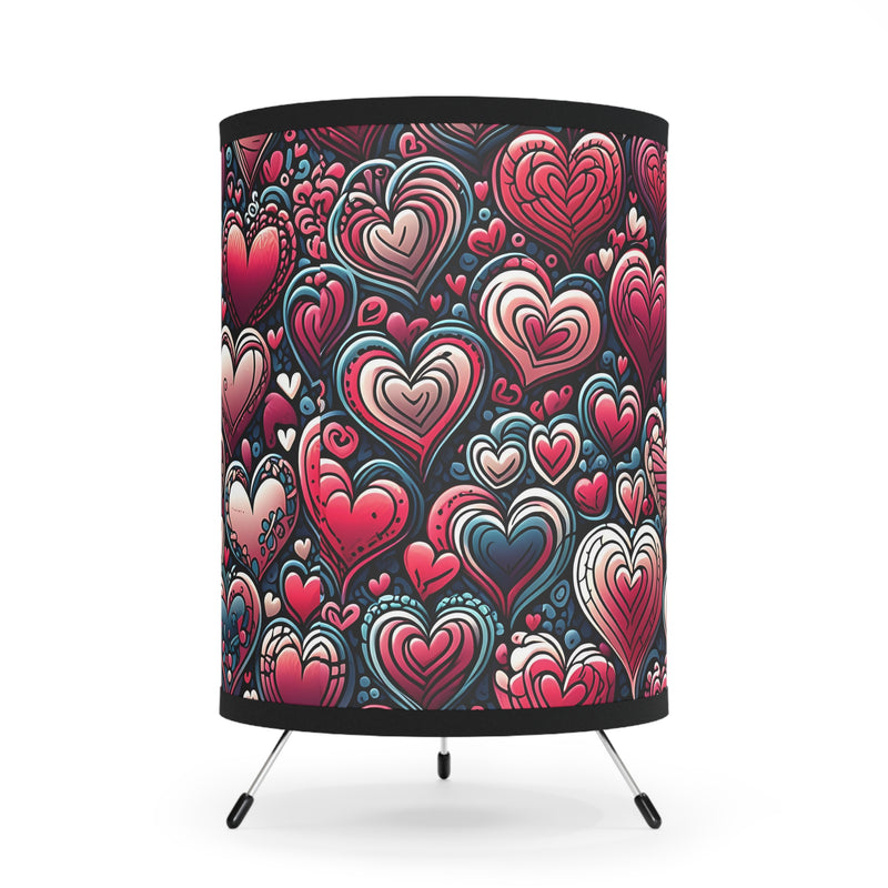 Decorative Heart Pattern - Romantic Tripod Lamp with High-Res Printed Shade, US\CA plug