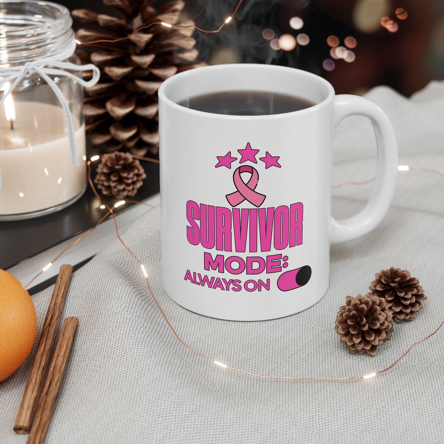Survivor Mode: Always On - Breast Cancer Survivor Coffee Mug