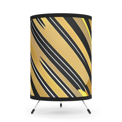 Gold and Black Stripe Pattern Tripod Lamp