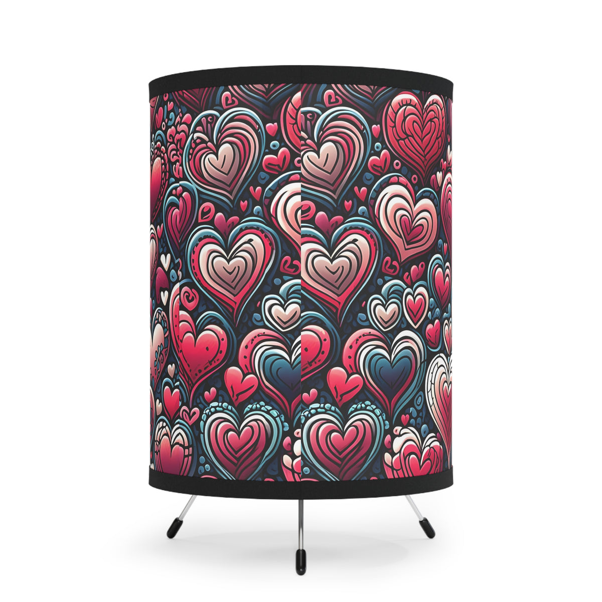 Decorative Heart Pattern - Romantic Tripod Lamp with High-Res Printed Shade, US\CA plug