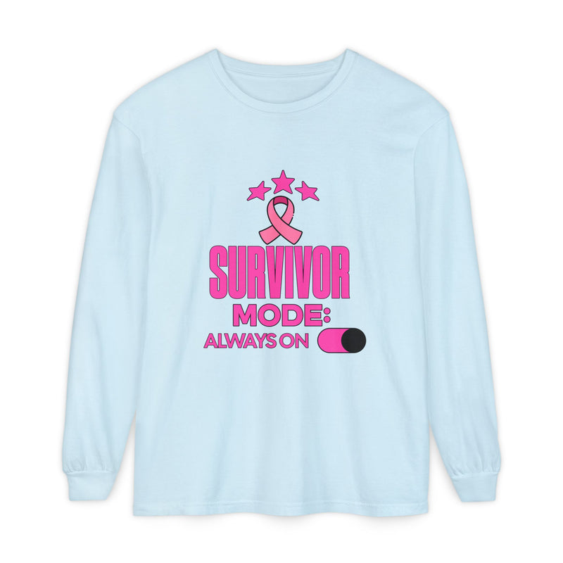 Survivor Mode: Always On - Breast Cancer Survivor Long Sleeve T-Shirt