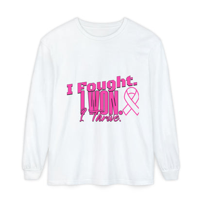 I Fought. I won. I Thrive. - Breast Cancer Survivor Long Sleeve T-Shirt