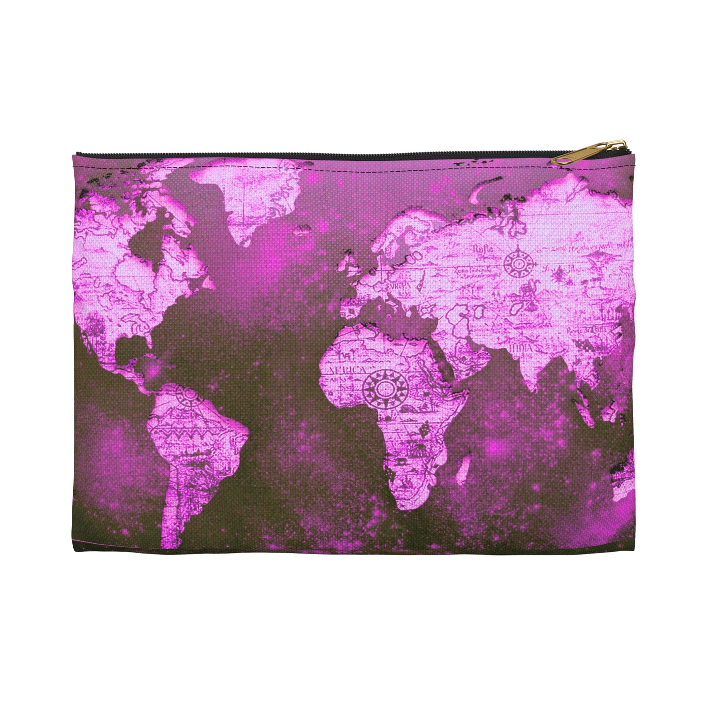 Mauve World Map Accessory Pouch