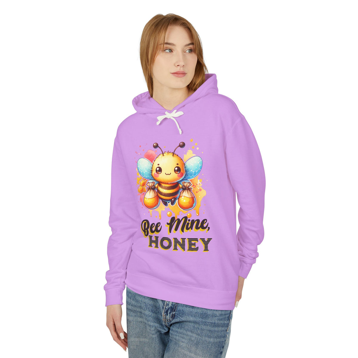 Bee Mine Honey - Romantic Unisex Lightweight Hooded Sweatshirt