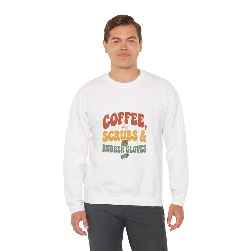 Coffee Scrubs and Rubber Gloves Sweatshirt — Funny Nurse Coffee Crewneck