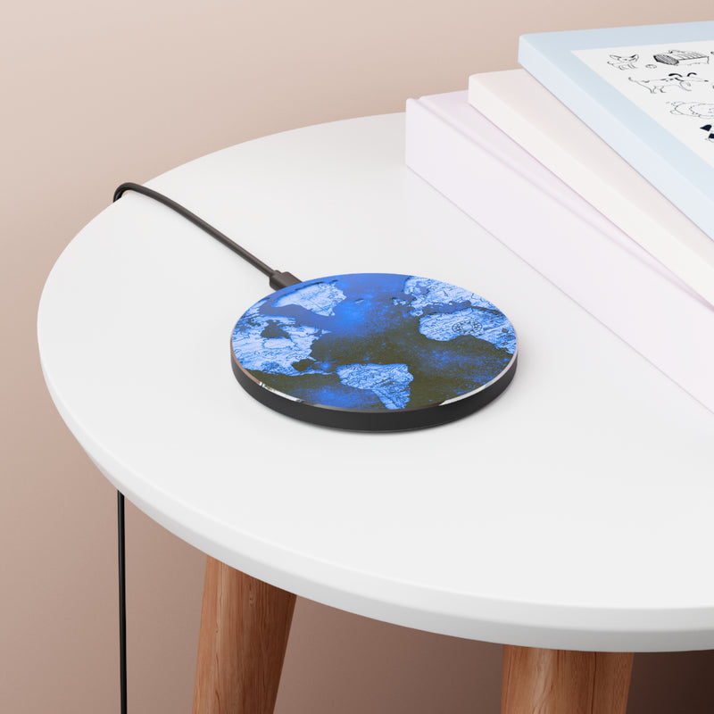 Blue World Map Wireless Charger