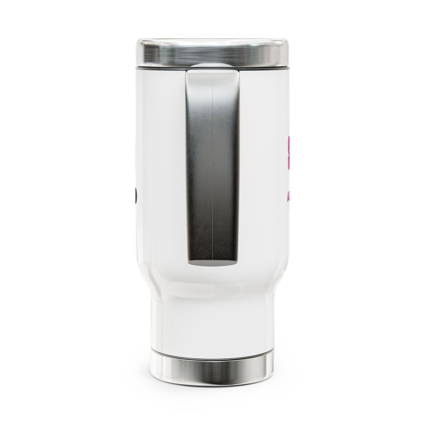 Survivor Mode: Always On - Breast Cancer Survivor Stainless Steel Travel Mug with Handle, 14oz