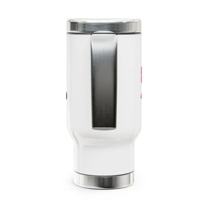 Survivor Mode: Always On - Breast Cancer Survivor Stainless Steel Travel Mug with Handle, 14oz