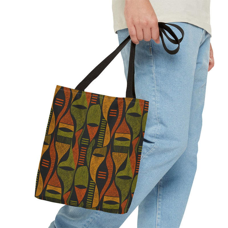 Retro Tribal Pattern Tote Bag – Earthy Boho All-Over Print Tote