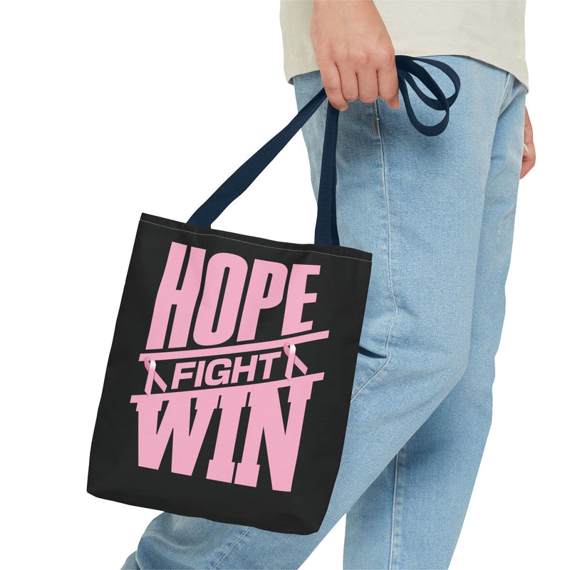 Hope, Fight, Win - Breast Cancer Survivor Tote Bag