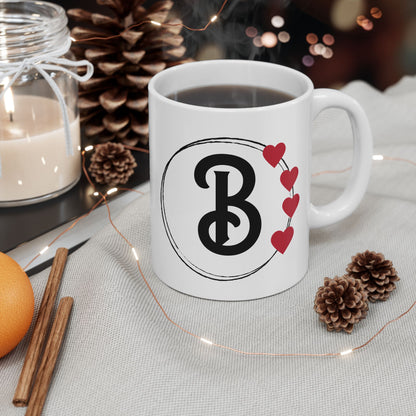 Letter "B" Heart Monogram Coffee Mug