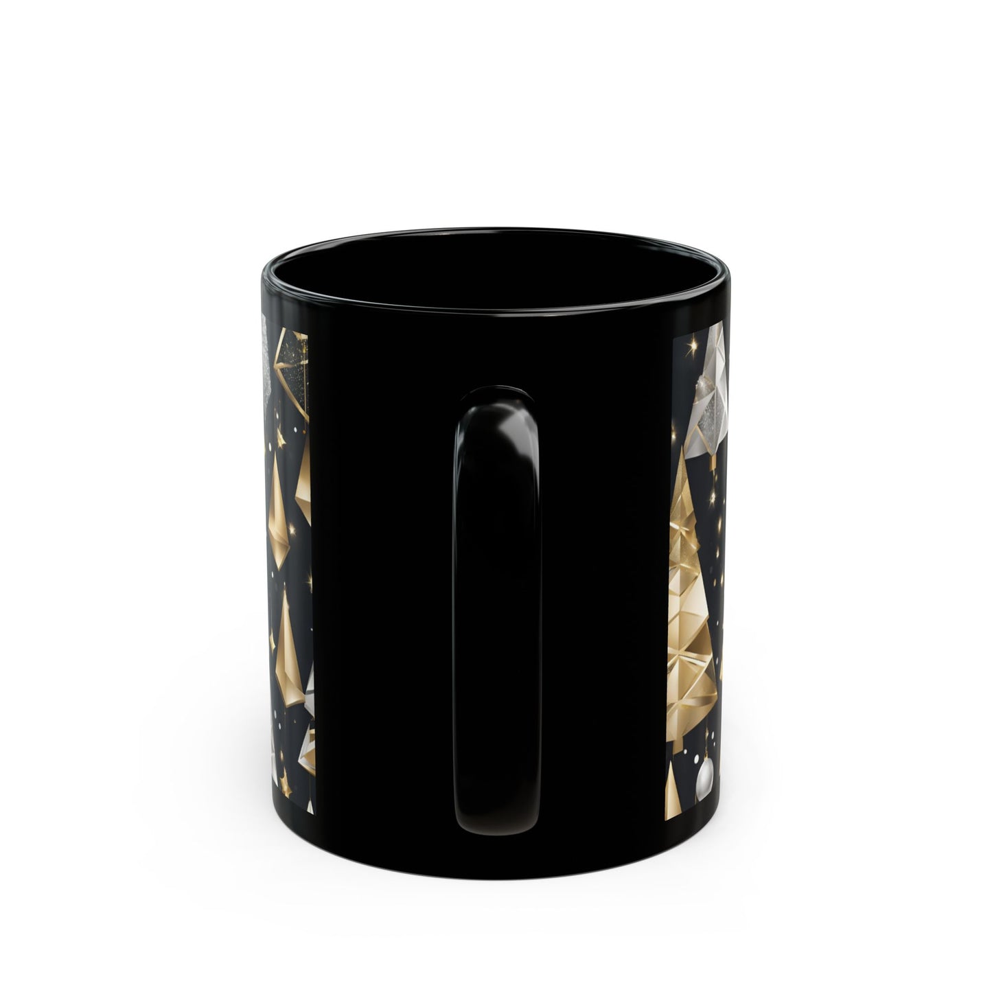 Elegant Gold and Silver Christmas Black Mug (11oz, 15oz)