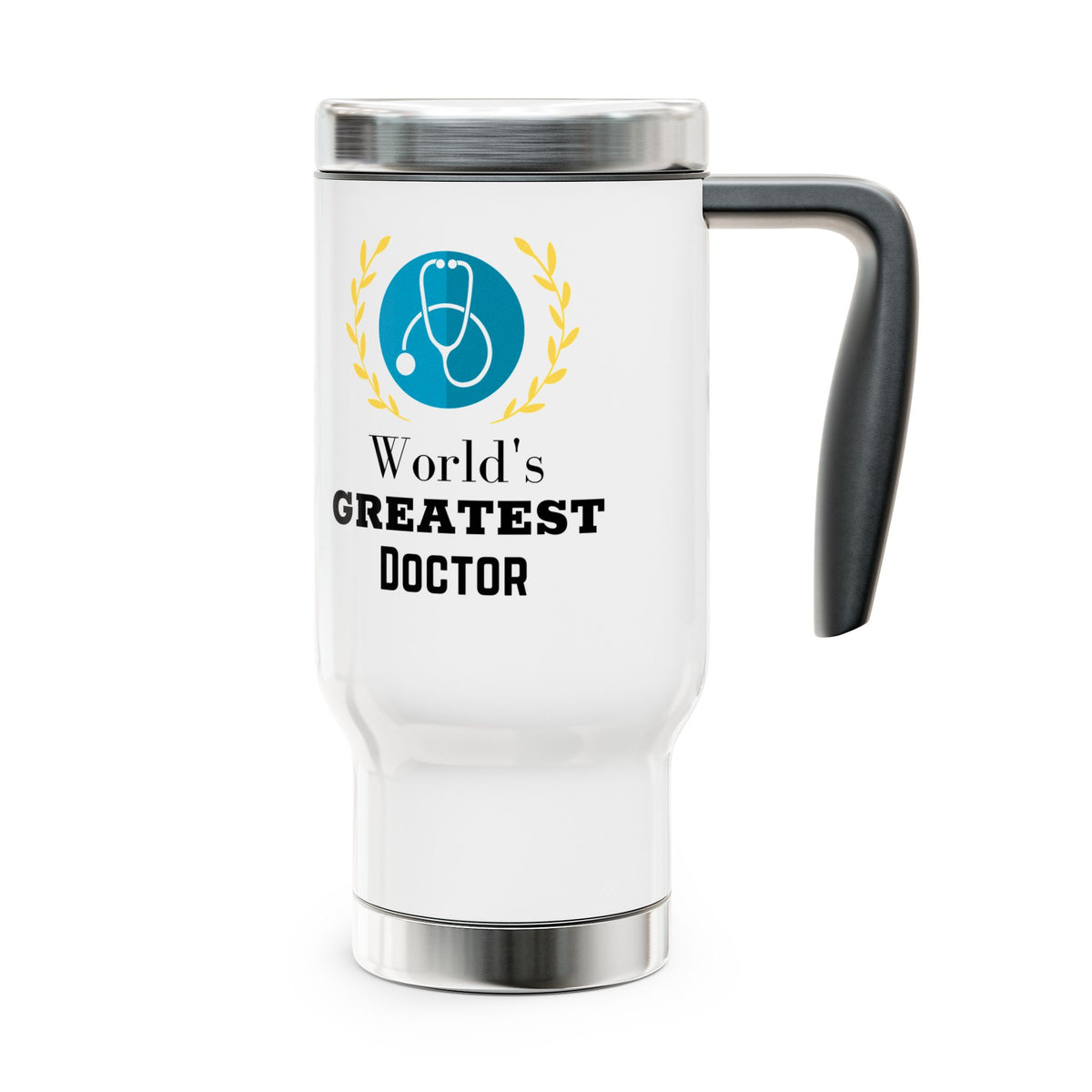 World's Greatest Doctor Travel Mug with Handle 14oz - Doctor Gift