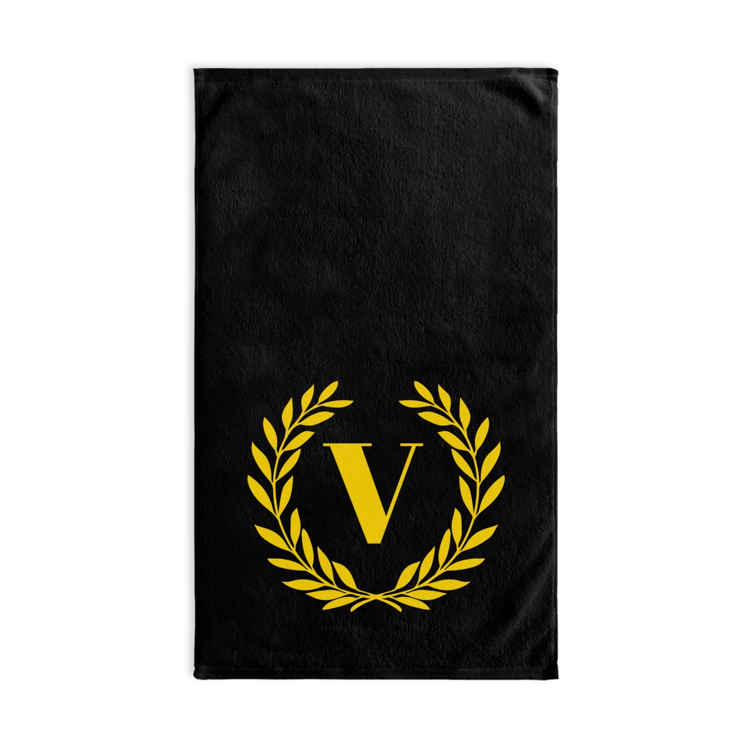 Elegant letter "V" Gold Laurel Monogram Hand Towel