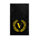 Elegant letter "V" Gold Laurel Monogram Hand Towel
