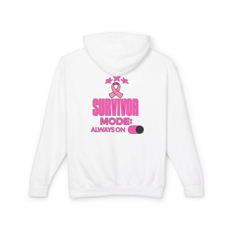 Survivor Mode: Always On - Breast Cancer Survivor Lightweight Hooded Sweatshirt