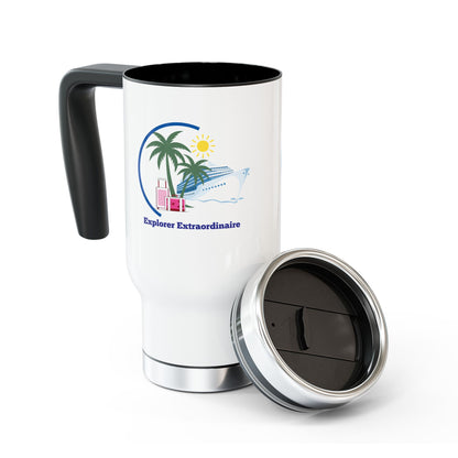 Explorer Extraordinaire Stainless Steel Travel Mug with Handle, 14oz