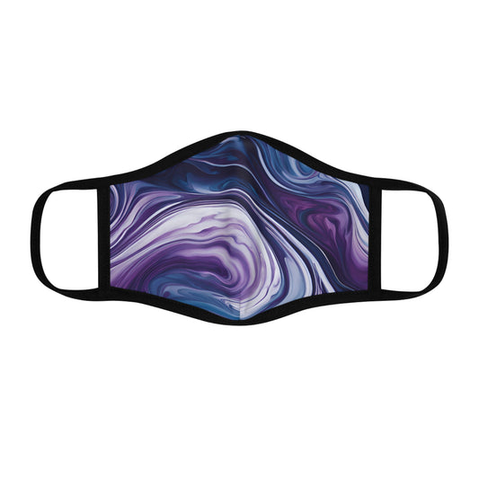 Blue and Purple Marble Swirl Fitted Polyester Face Mask