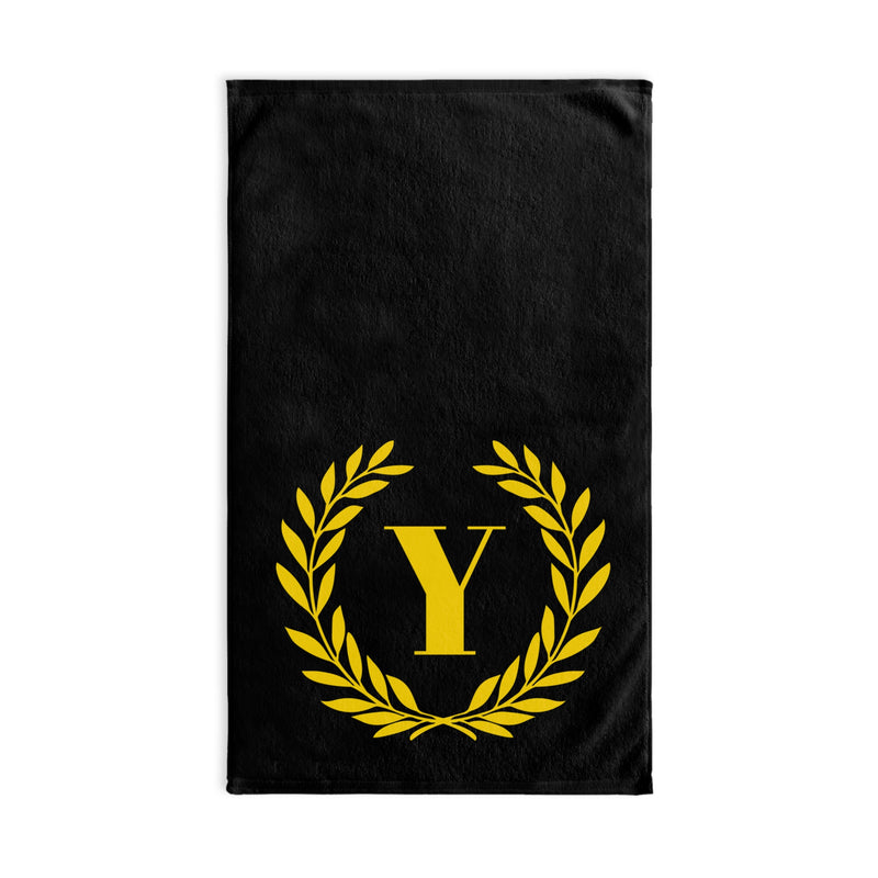 Elegant letter "Y" Gold Laurel Monogram Hand Towel