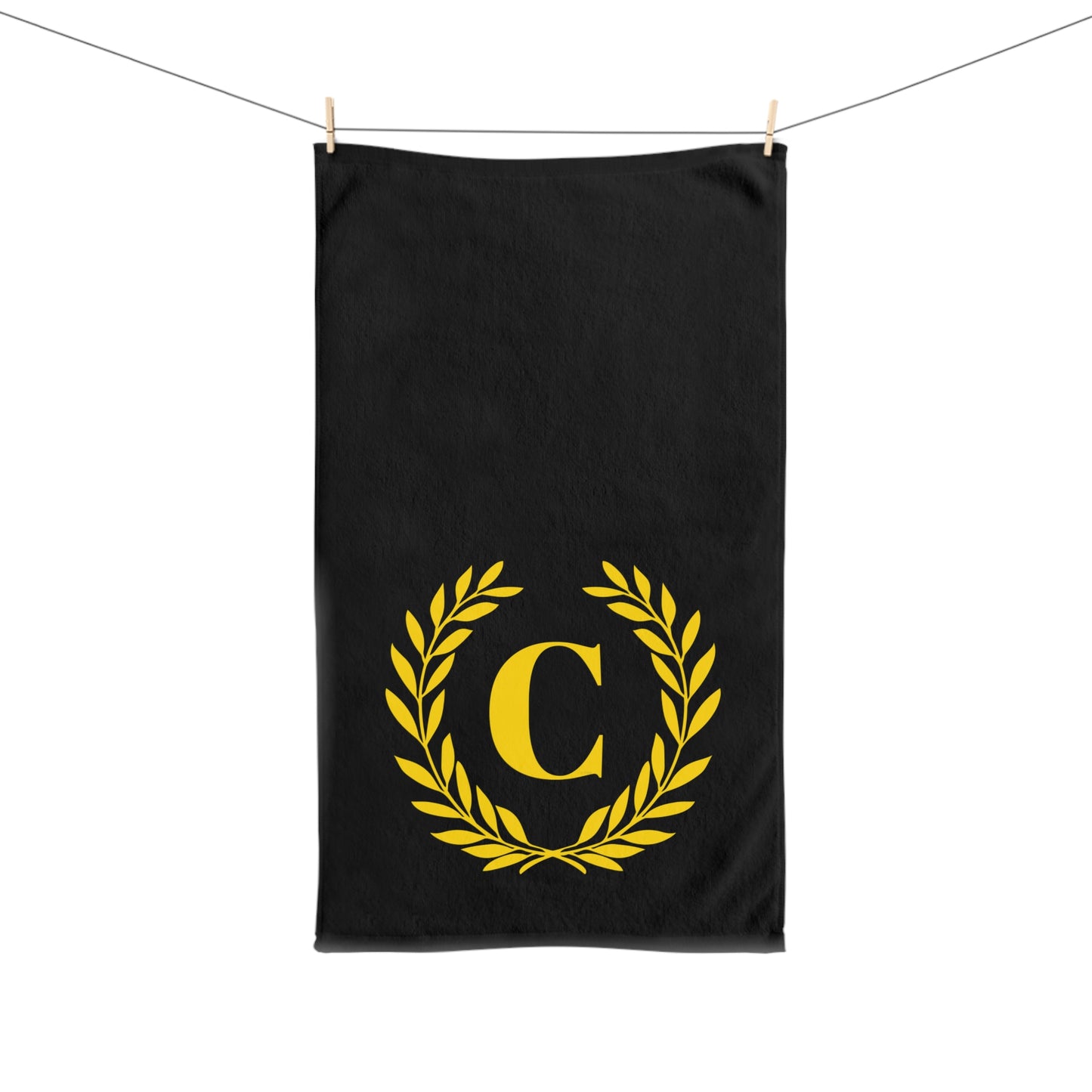 Elegant letter "C" Gold Laurel Monogram Hand Towel