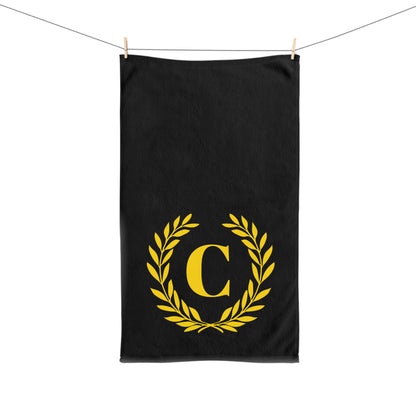 Elegant letter "C" Gold Laurel Monogram Hand Towel