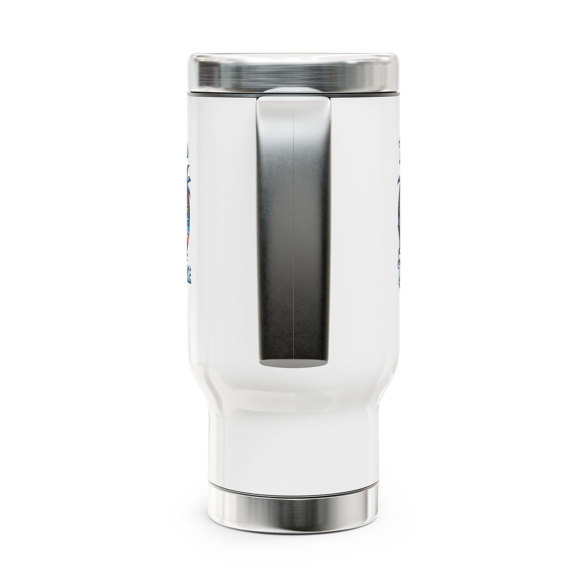 The World Is My Office - Stainless Steel Travel Mug with Handle, 14oz