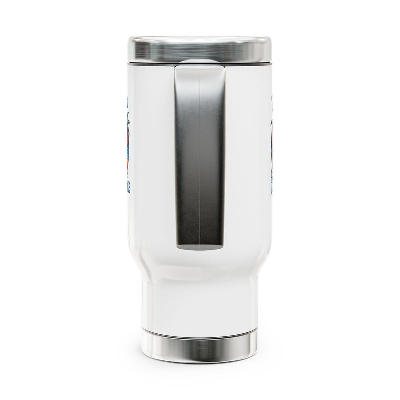 The World Is My Office - Stainless Steel Travel Mug with Handle, 14oz