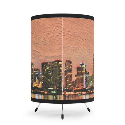 San Diego Skyline Tripod Lamp with High-Res Printed Shade, US\CA plug