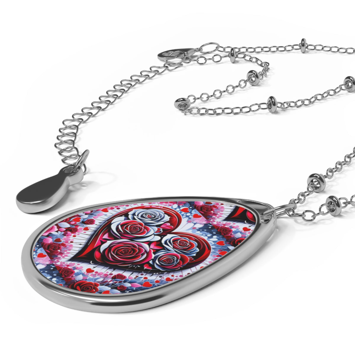 Rose Heart Oval Necklace