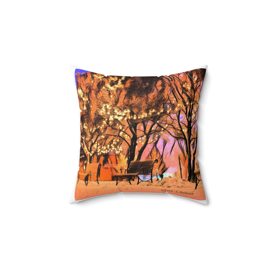Snowy Winter Scene Square Pillow
