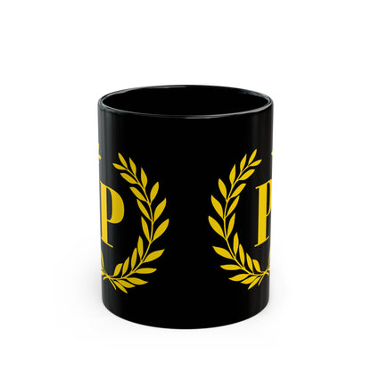 Elegant Letter "P" Laurel Monogram Black Coffee Mug