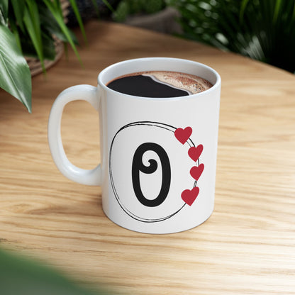 Letter "O" Monogram Heart Design Coffee Mug