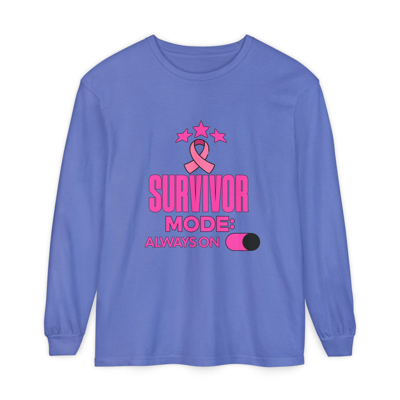 Survivor Mode: Always On - Breast Cancer Survivor Long Sleeve T-Shirt