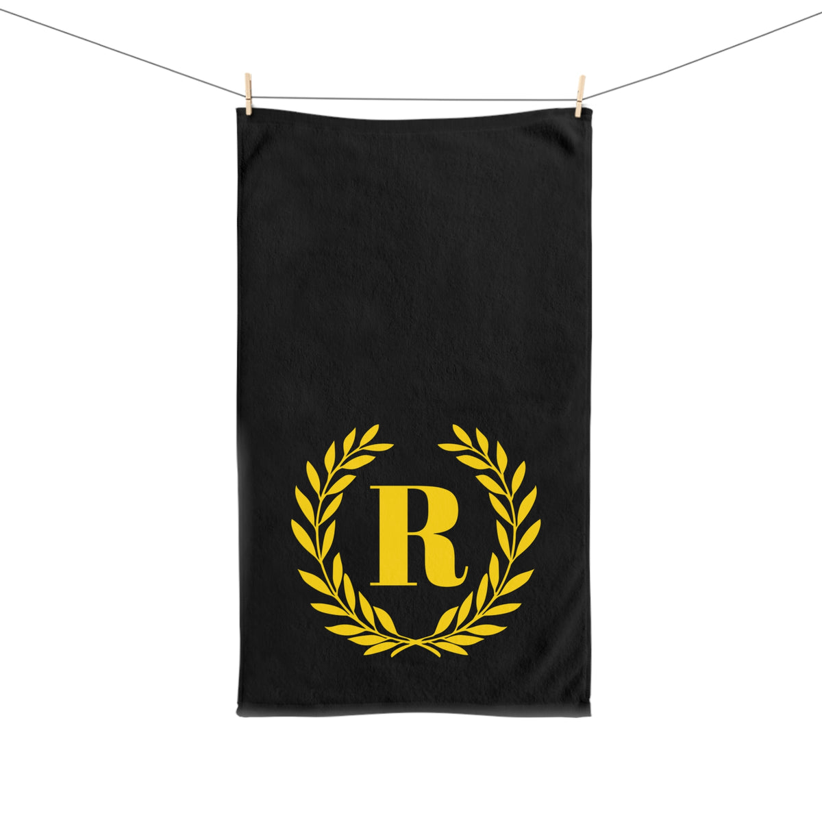 Elegant letter "R" Gold Laurel Monogram Hand Towel