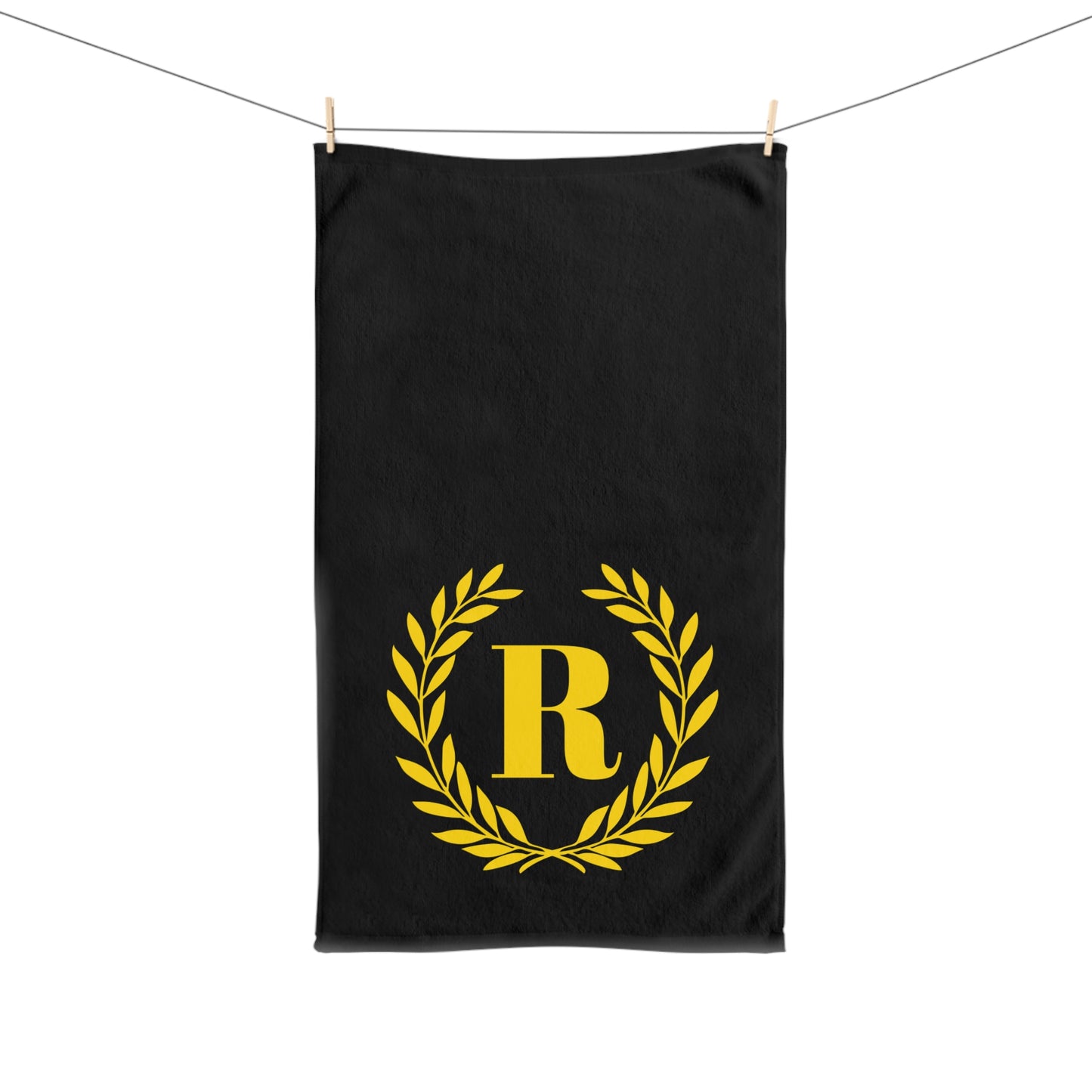 Elegant letter "R" Gold Laurel Monogram Hand Towel