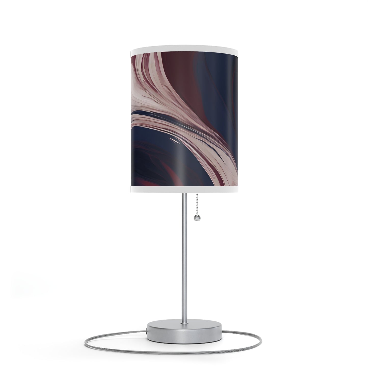 Burgundy and White Marble Swirl Lamp on a Stand, US|CA plug