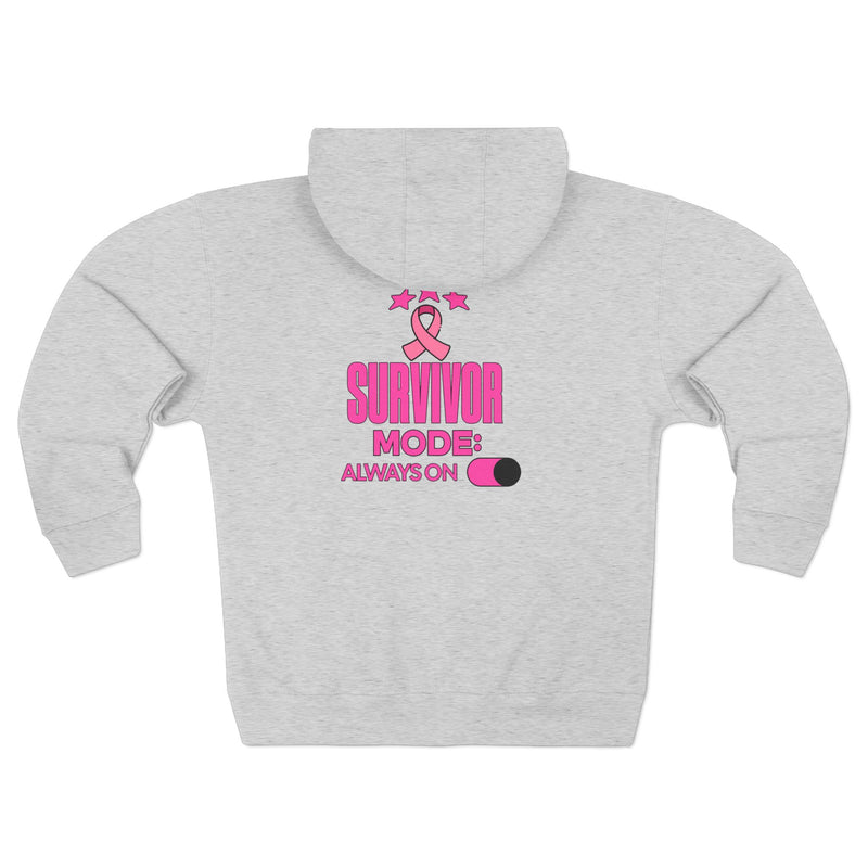 Survivor Mode: Always On - Breast Cancer Survivor Zip Hoodie
