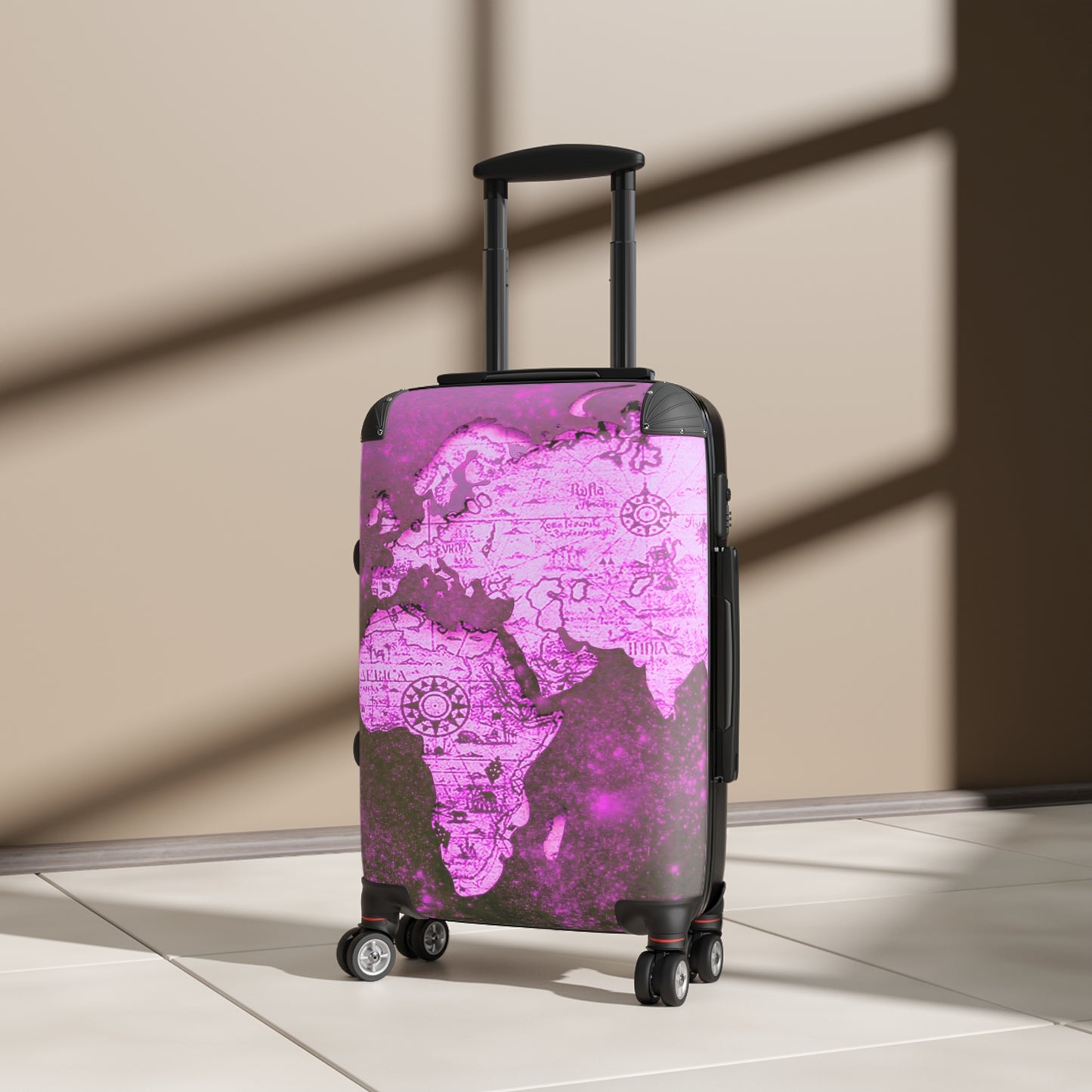 Mauve World Map Suitcase