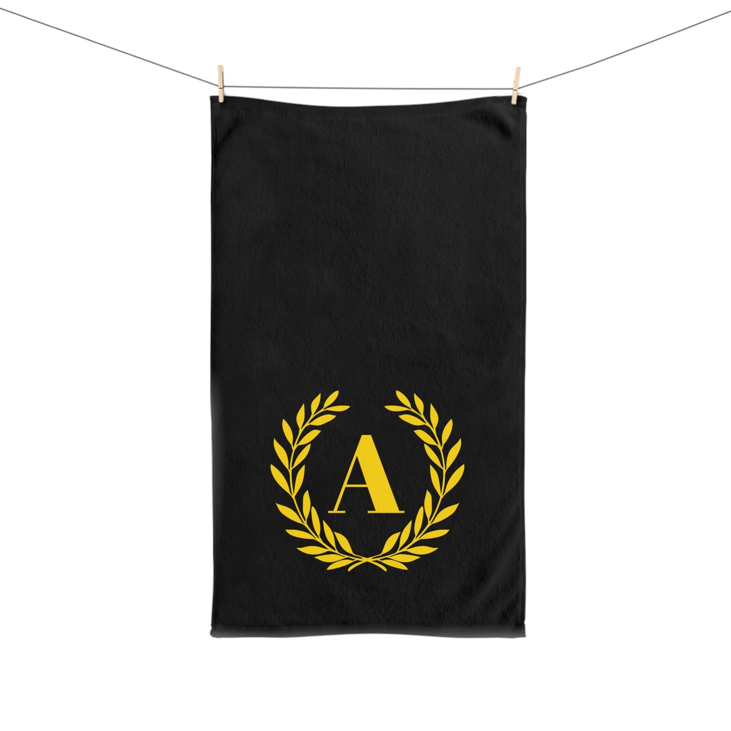 Elegant letter "A" Gold Laurel Monogram Hand Towel