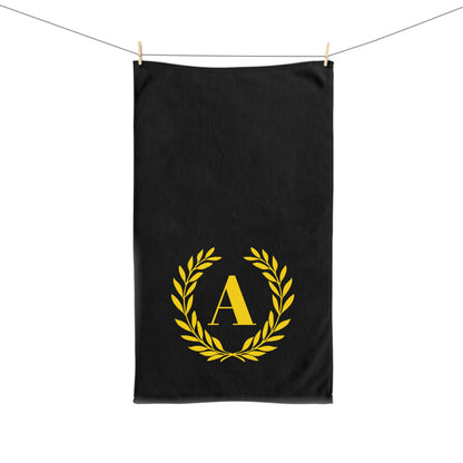 Elegant letter "A" Gold Laurel Monogram Hand Towel
