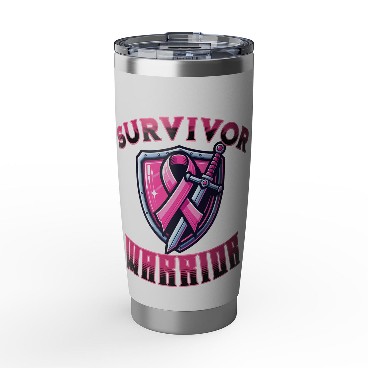 Survivor Warrior Tumbler — Pink Ribbon Breast Cancer Awareness 20oz Tumbler