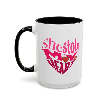 She Stole My Heart - Romantic Accent Coffee Mug (11, 15oz)