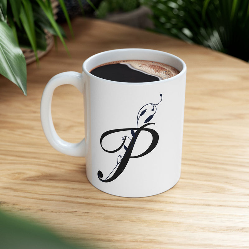 Letter "P" Decorative Monogram Design Coffee Mug