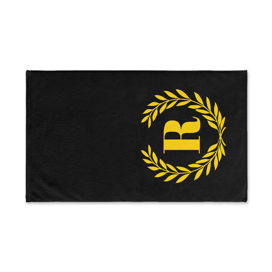 Elegant letter "R" Gold Laurel Monogram Hand Towel